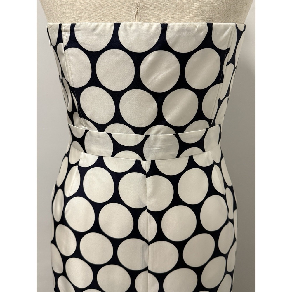 Banana Republic 100% Silk Strapless Sheath Dress Polka Dot Pockets Retro Mod 12 - Picture 6 of 16